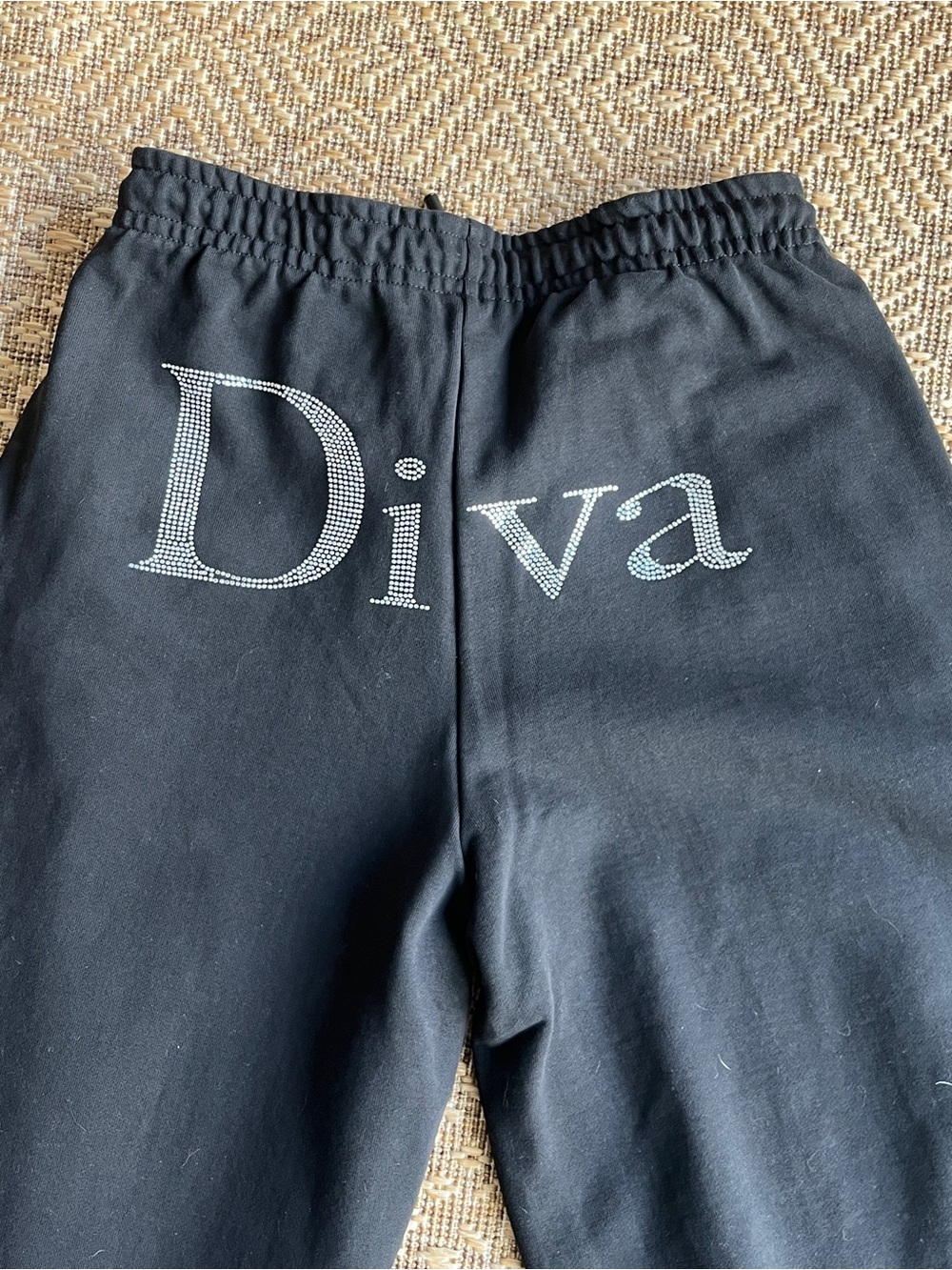 Kids Black 'Diva' Rhinestone Sweatpants - Cozy Jogger Style